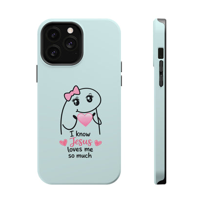 Christian Cute Heart Phone Case — "I Know Jesus Loves Me So Much" Magnetic Impact-Resistant Case