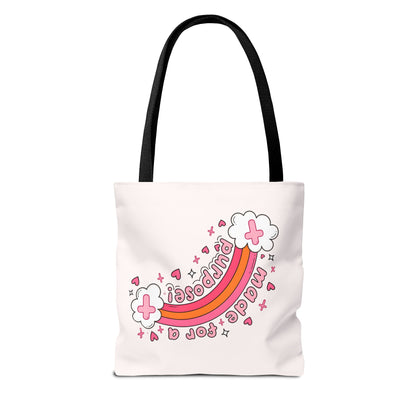 Pink Faith Tote Bag — Inspirational Cross & Rainbow AOP Tote