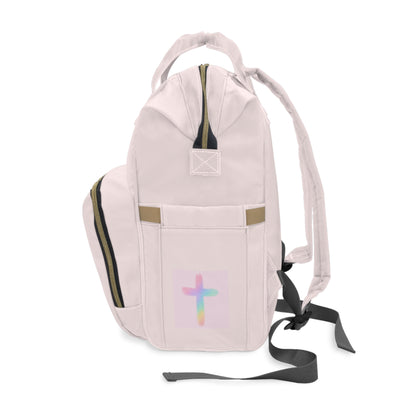 Diaper Backpack — Pastel Cross & 'Let God Direct Your Life' Baby Bag