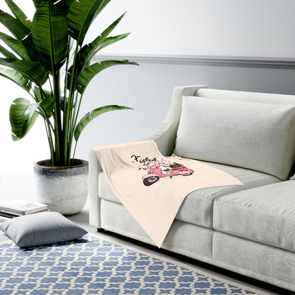 Baby Swaddle Blanket — "Fueled by Grace, Driven by Faith" Pink Scooter Swaddle