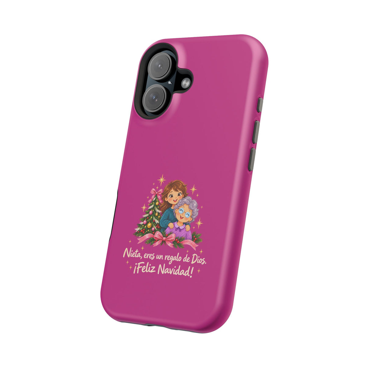 Magenta Christmas Grandma Phone Case — "Abuela, eres un regalo de Dios. ¡Feliz Navidad!" Magnetic Impact-Resistant