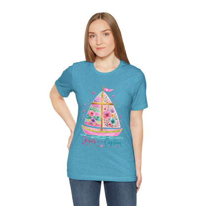 Jesus Is My Captain Floral Sailboat T-Shirt