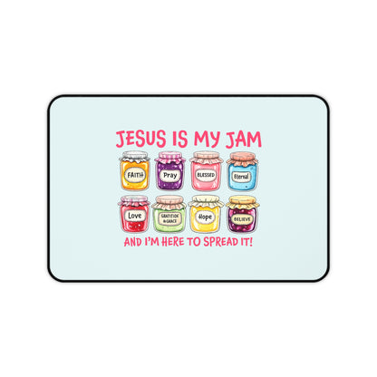 Christian Desk Mat — "Jesus Is My Jam" Inspirational Office Mat