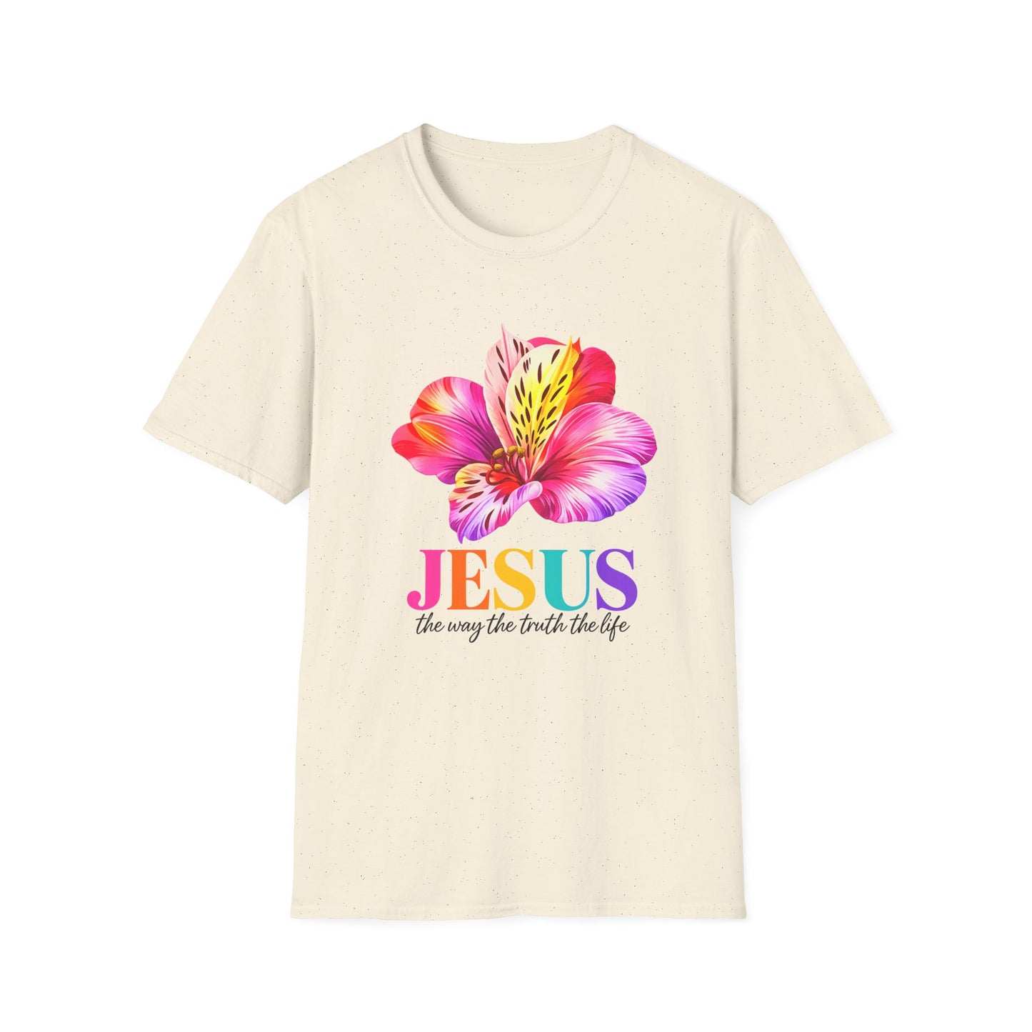 Jesus Floral T-Shirt — Colorful Watercolor Lily Christian Faith Tee