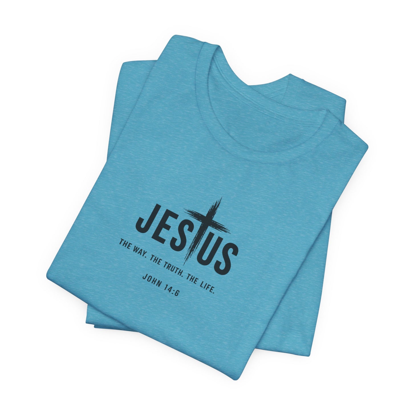 Faith Over Everything Christian Tee — "Jesus" Cross Design, John 14:6 Inspirational Shirt
