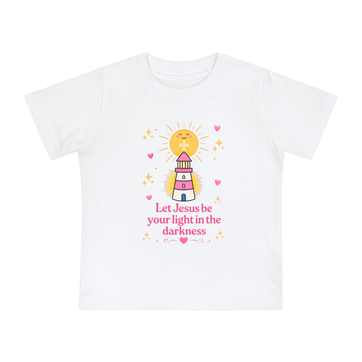 Baby T-Shirt - "Let Jesus Be Your Light in the Darkness" Cute Lighthouse Christian Tee for Infants