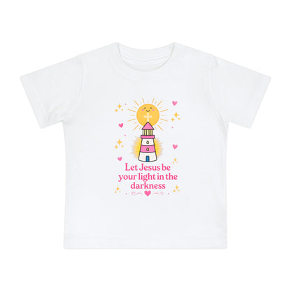 Baby T-Shirt - "Let Jesus Be Your Light in the Darkness" Cute Lighthouse Christian Tee for Infants