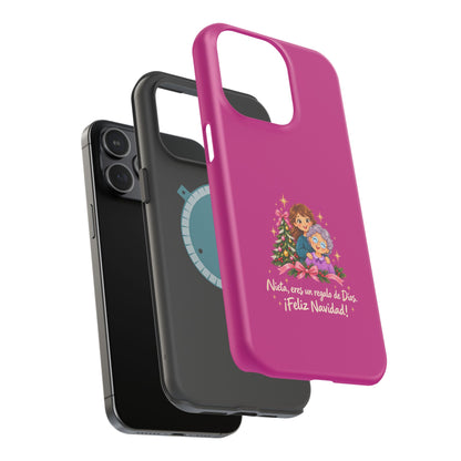 Magenta Christmas Grandma Phone Case — "Abuela, eres un regalo de Dios. ¡Feliz Navidad!" Magnetic Impact-Resistant