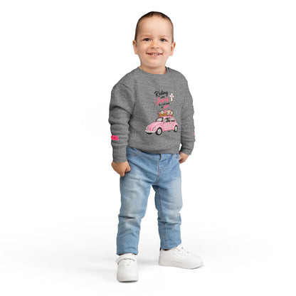 Toddler Sweatshirt - "Riding with Jesus" Pink Beetle Faith Kids Pullover
