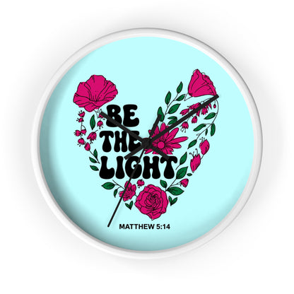 Be the Light Floral Wall Clock — Matthew 5:14 Inspirational Home Decor
