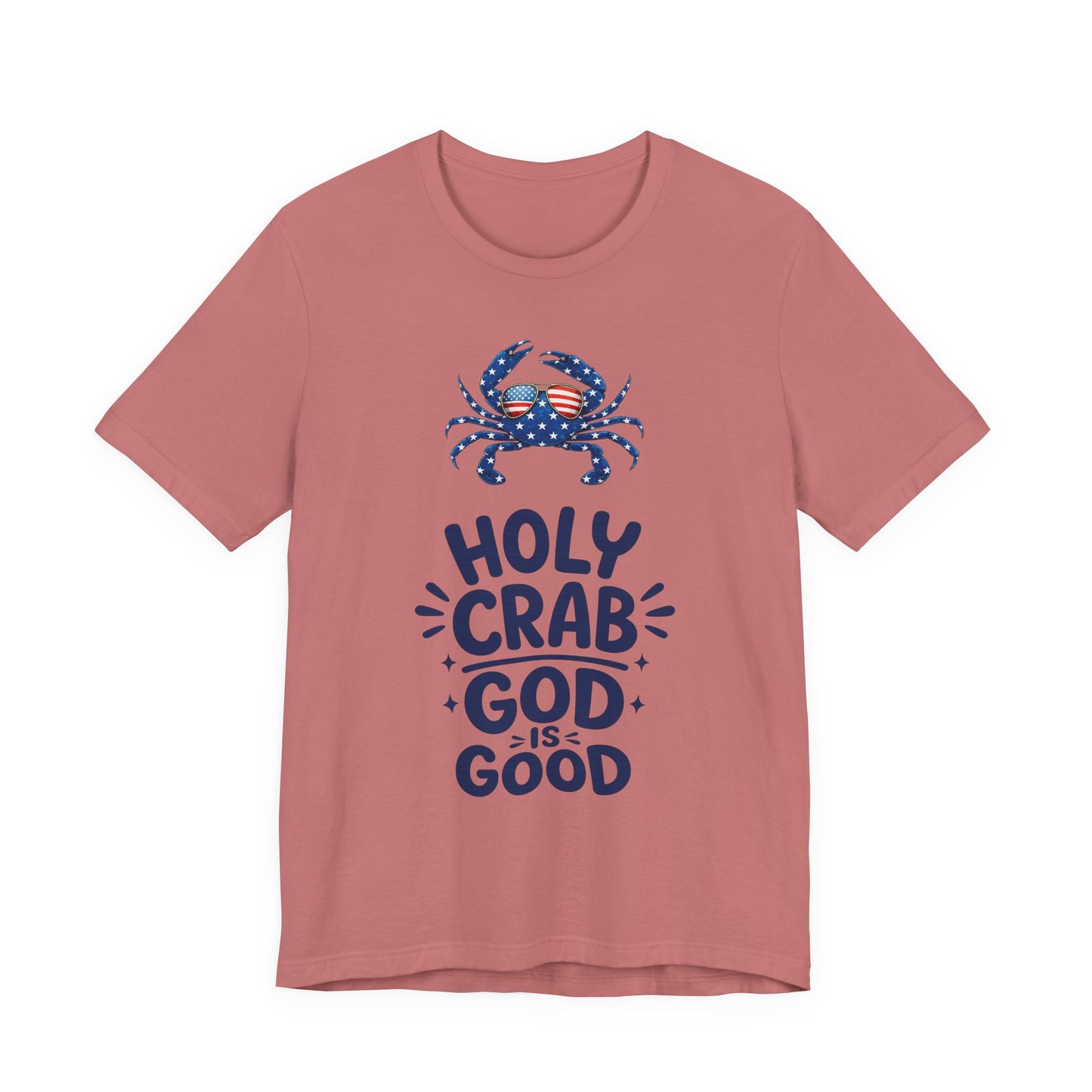 Holy Crab God Is Good T-Shirt — Patriotic Blue Crab Graphic Tee