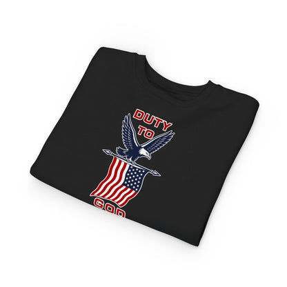 Toddler Sweatshirt - 'Duty to God' Patriotic Eagle & Flag