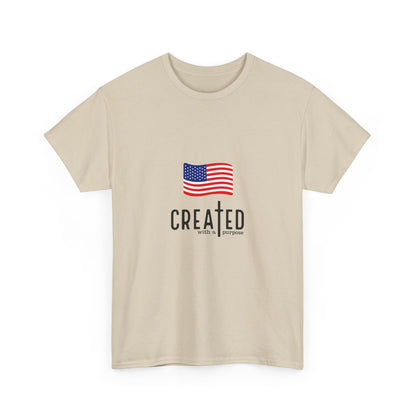 Created American Flag T‑Shirt — 'Created' Patriotic Graphic Tee