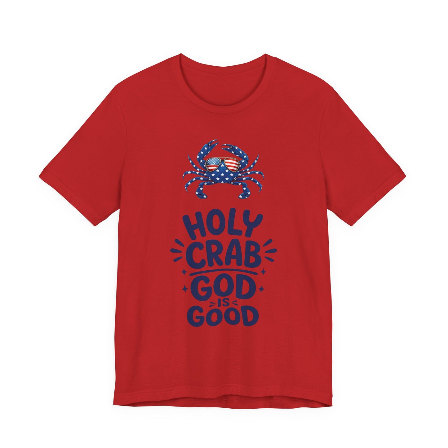 Holy Crab God Is Good T-Shirt — Patriotic Blue Crab Graphic Tee