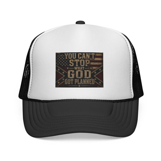 Trucker Hat - "You Can't Stop What God Got Planned" Patriotic Faith Cap