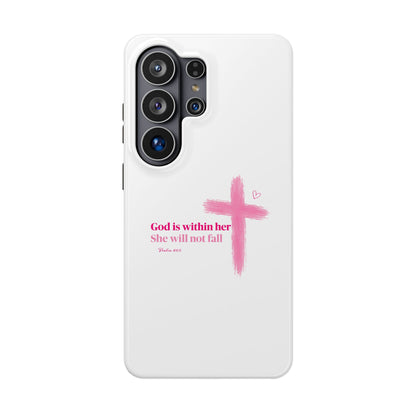 Phone Case — "God is within her, She will not fall" Pink Cross Magnetic Impact-Resistant Case