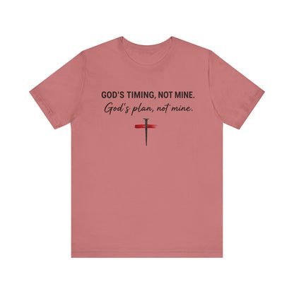 God's Timing, Not Mine Tee — Christian Faith Cross T-Shirt