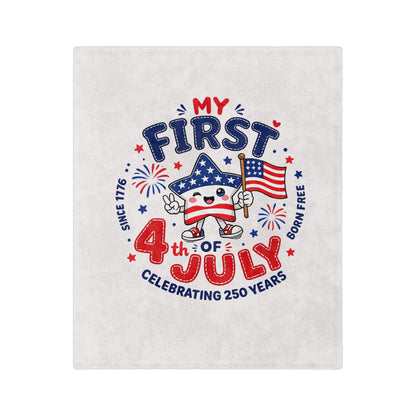 My First 4th of July Baby Blanket — Velveteen Microfiber Patriotic Throw