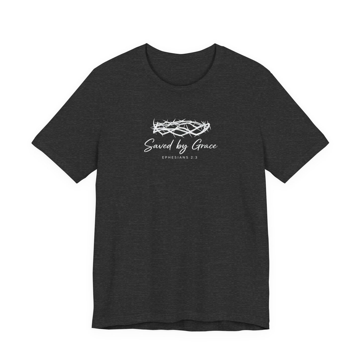 Faith Over Fear T-Shirt — "Saved by Grace" Christian Tee (Heart & Crown)
