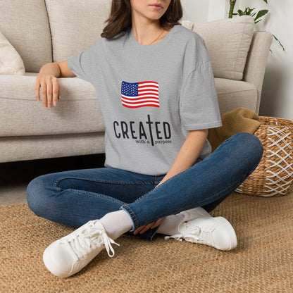 USA Flag T-Shirt — "Created with a Purpose" Patriotic American Tee