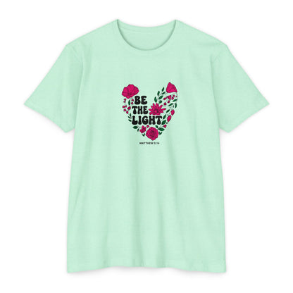 Be The Light Floral T-Shirt — Matthew 5:14 Inspirational Tee