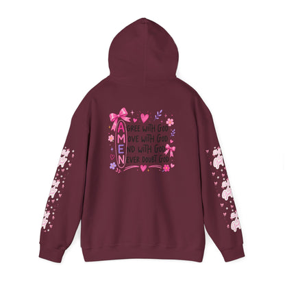 Christian Hoodie - 'AMEN' Inspirational Faith Pullover (Agree, Move, End, Never Doubt God)