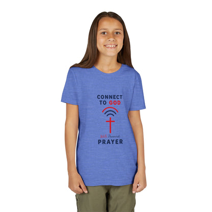 Youth Tee — "Connect to God" Prayer Wi-Fi Cross Shirt