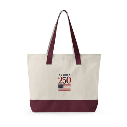 American Flag Canvas Tote Bag — "Stand For The Flag" Patriotic Zippered Tote