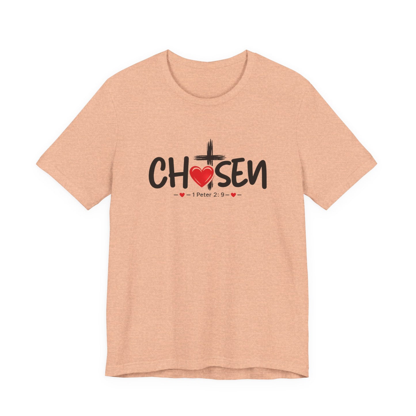 Chosen Cross Heart T-Shirt — Christian Faith Tee (1 Peter 2)