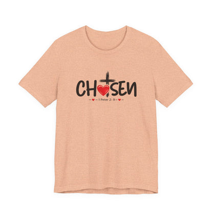 Chosen Cross Heart T-Shirt — Christian Faith Tee (1 Peter 2)
