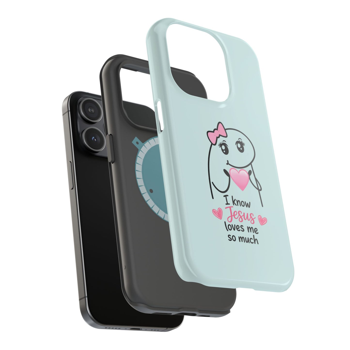 Christian Cute Heart Phone Case — "I Know Jesus Loves Me So Much" Magnetic Impact-Resistant Case