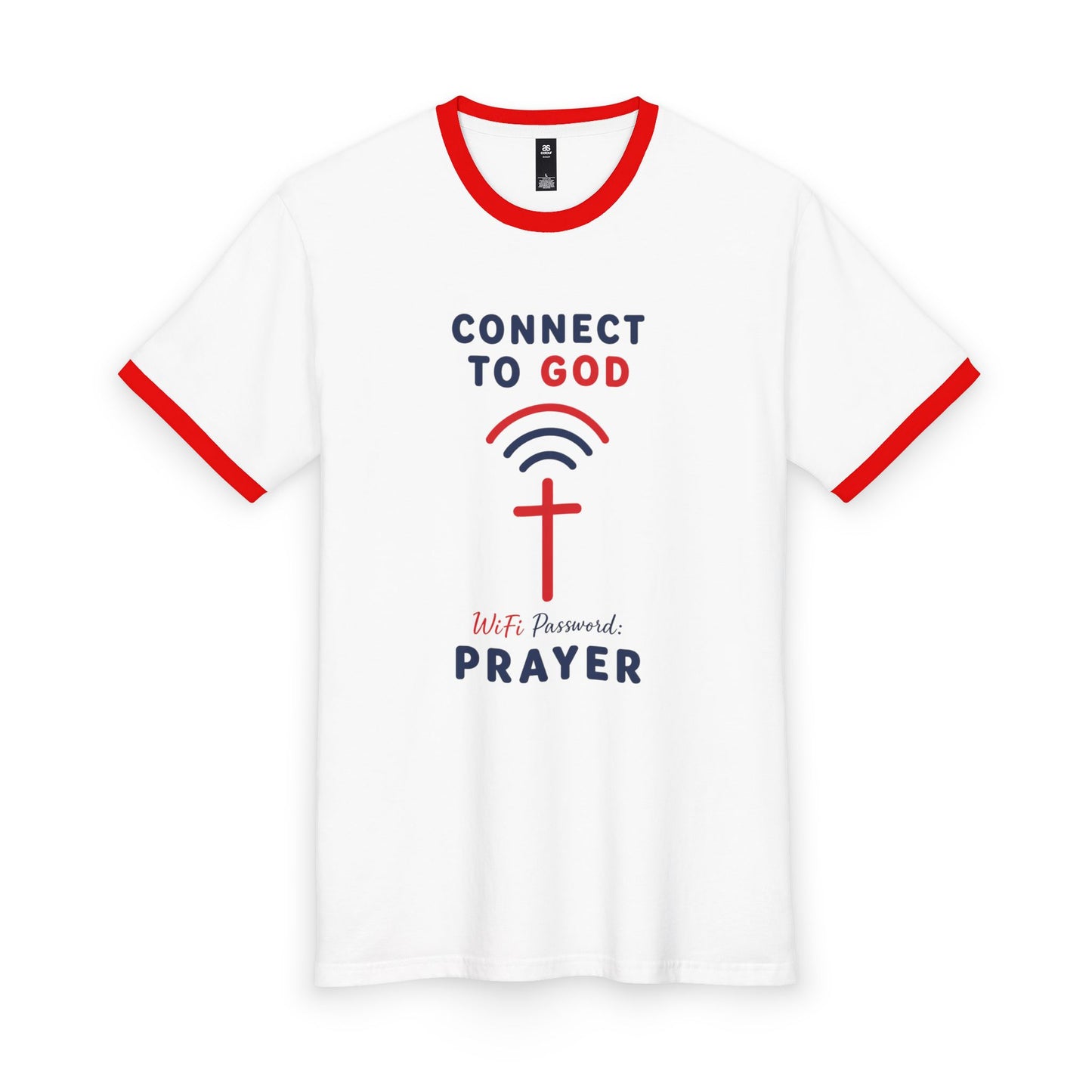 Connect to God Prayer Ringer Tee — Christian Faith Graphic T‑Shirt