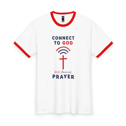Connect to God Prayer Ringer Tee — Christian Faith Graphic T‑Shirt