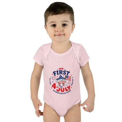 Baby Bodysuit – "My First 4th of July" Patriotic Infant Onesie