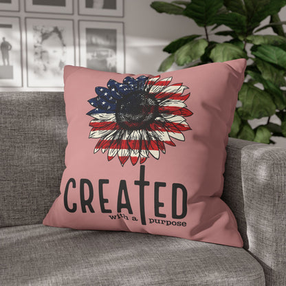 CREATED WITH A PURPOSE & GOD UNDER ONE NATION Canvas Pillowcase