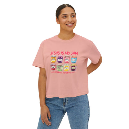 Jesus Is My Jam Women’s Boxy Tee — Cute Christian Faith Graphic Shirt