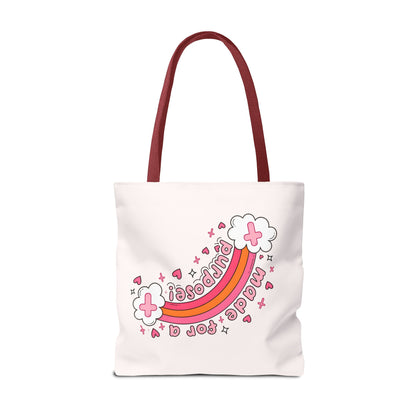 Pink Faith Tote Bag — Inspirational Cross & Rainbow AOP Tote