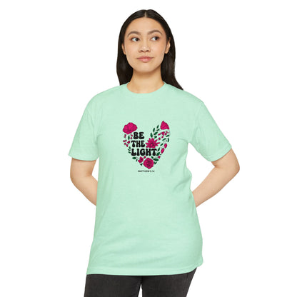 Be The Light Floral T-Shirt — Matthew 5:14 Inspirational Tee
