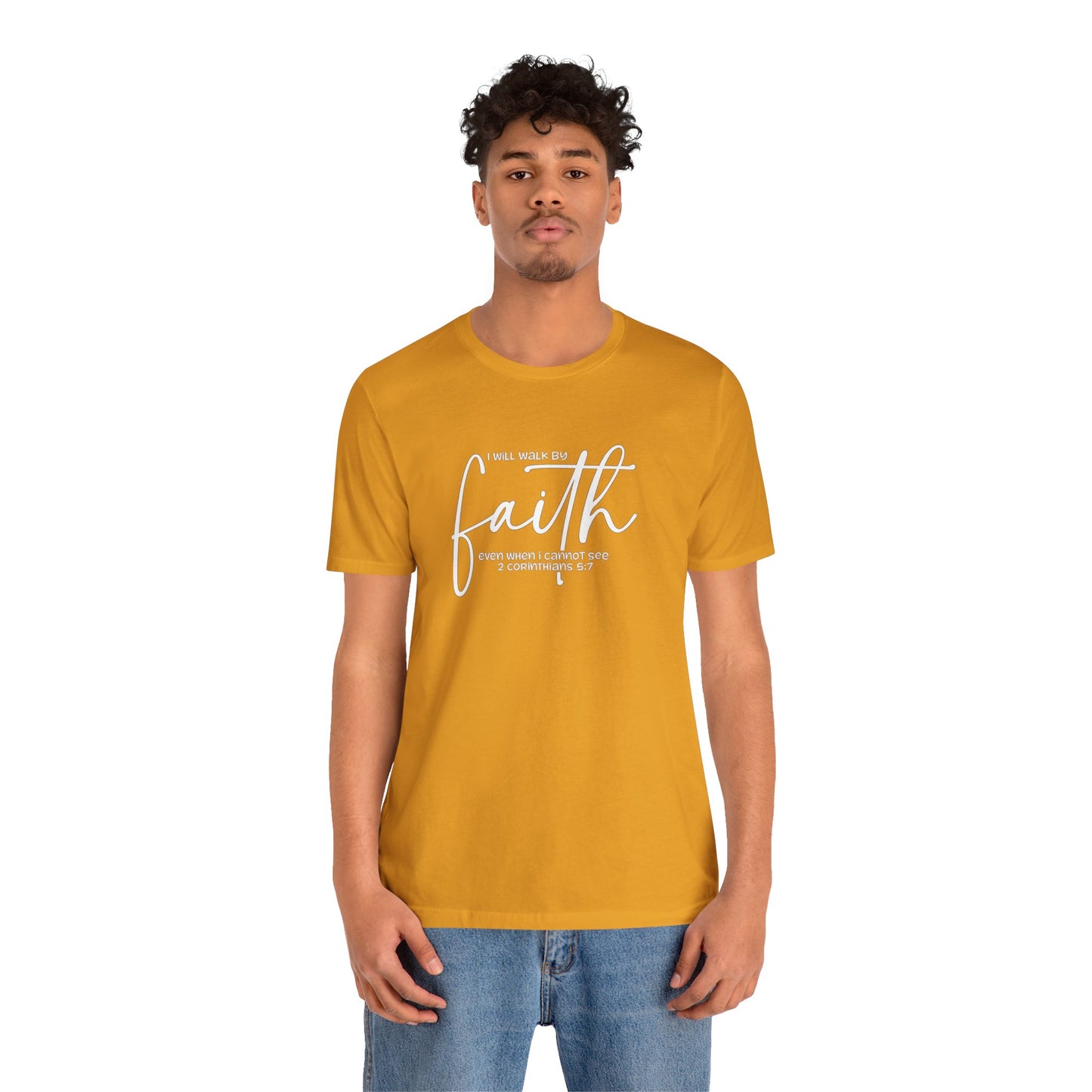 Faith Graphic Tee — "I Will Walk By Faith" Christian Inspirational T-Shirt