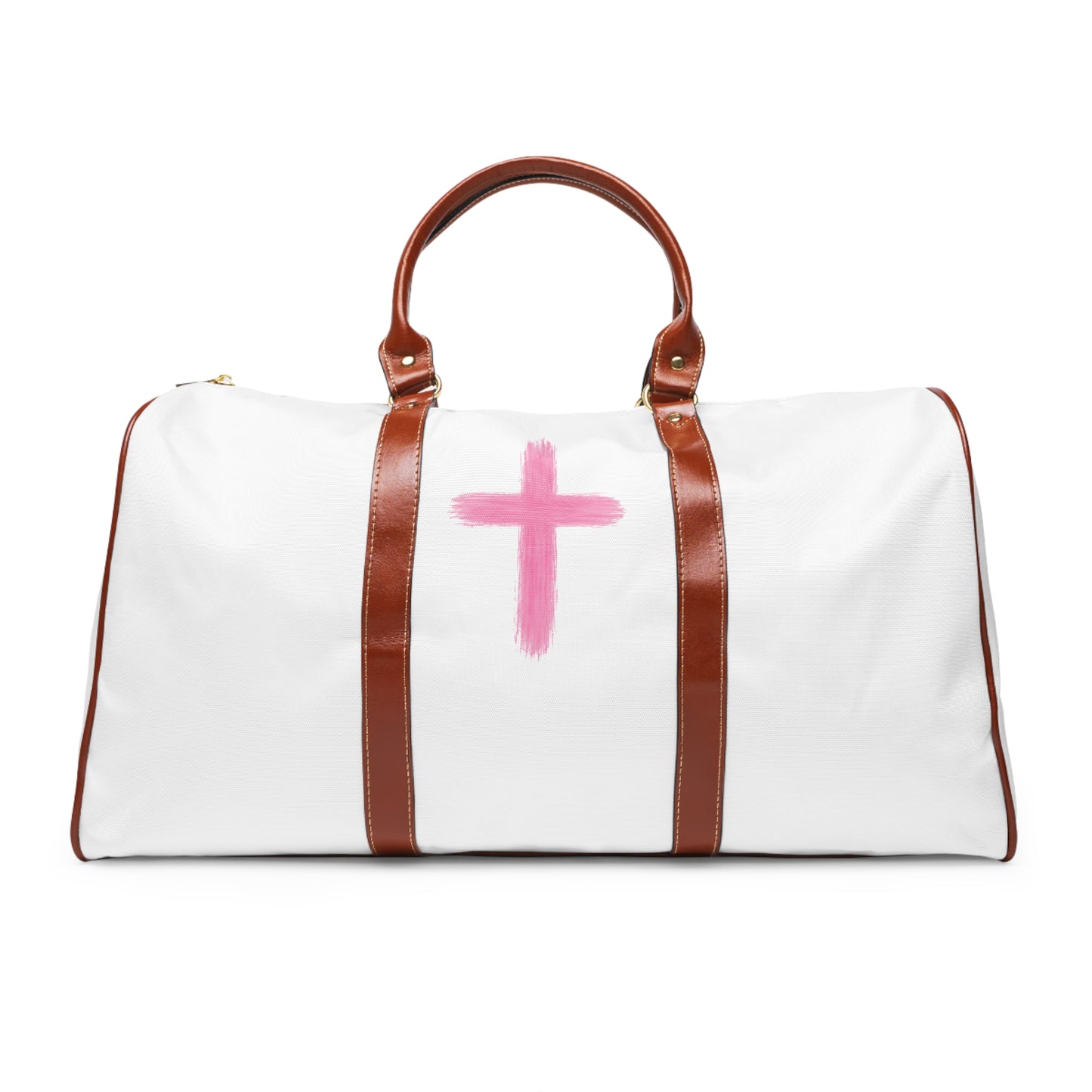 Christian Amen Travel Duffle Bag - Waterproof Weekend Bag with Pink Cross & Inspirational Prayer Design
