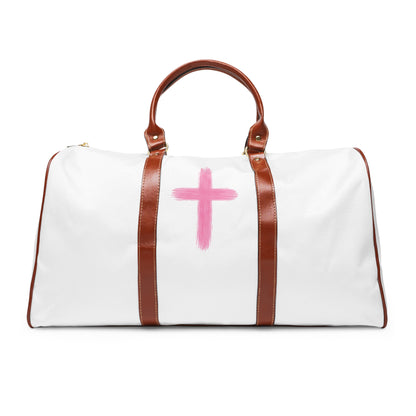 Christian Amen Travel Duffle Bag - Waterproof Weekend Bag with Pink Cross & Inspirational Prayer Design