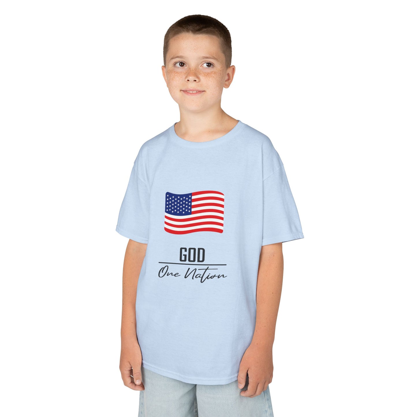 UNISEX Kids Tee — American Flag 'God One Nation' Patriotic T‑Shirt