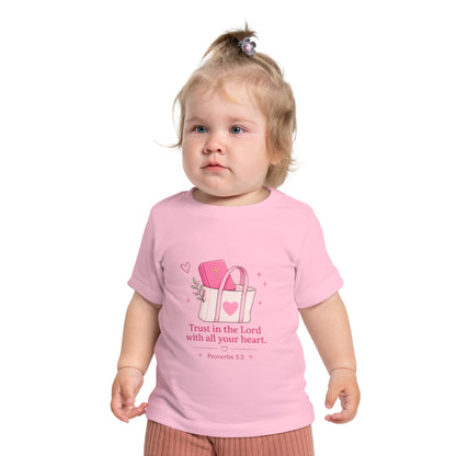 Baby T-Shirt — "Child of God" Pink Faith Tee (Proverbs 3:5)