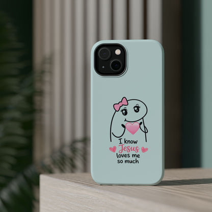 Christian Cute Heart Phone Case — "I Know Jesus Loves Me So Much" Magnetic Impact-Resistant Case