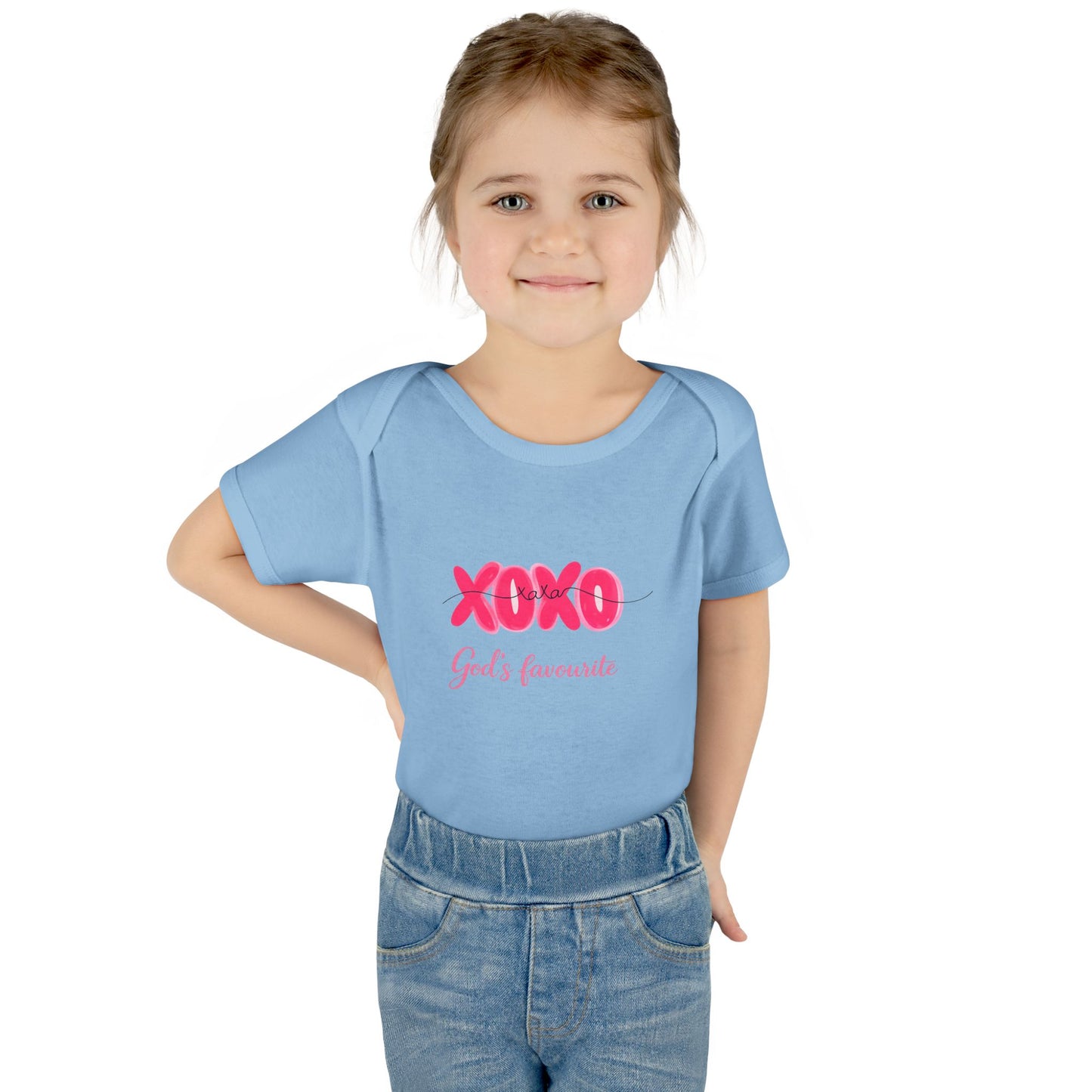 Baby Bodysuit "XOXO God's Favorite" — Cute Pink Valentine Infant Onesie