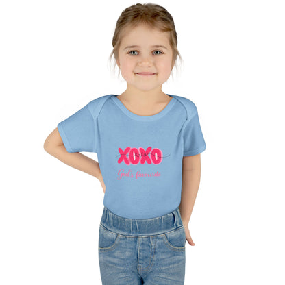 Baby Bodysuit "XOXO God's Favorite" — Cute Pink Valentine Infant Onesie