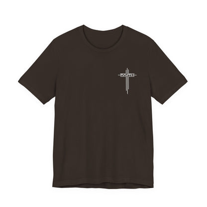 Christian Cross T‑Shirt — Subtle Back Cross Graphic Religious Tee