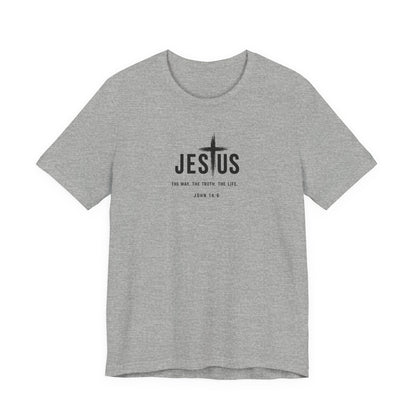 Faith Over Everything Christian Tee — "Jesus" Cross Design, John 14:6 Inspirational Shirt