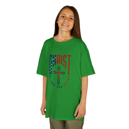 Kids Christian T-Shirt — "Christ Lives Our Hope" Patriotic Cross Tee