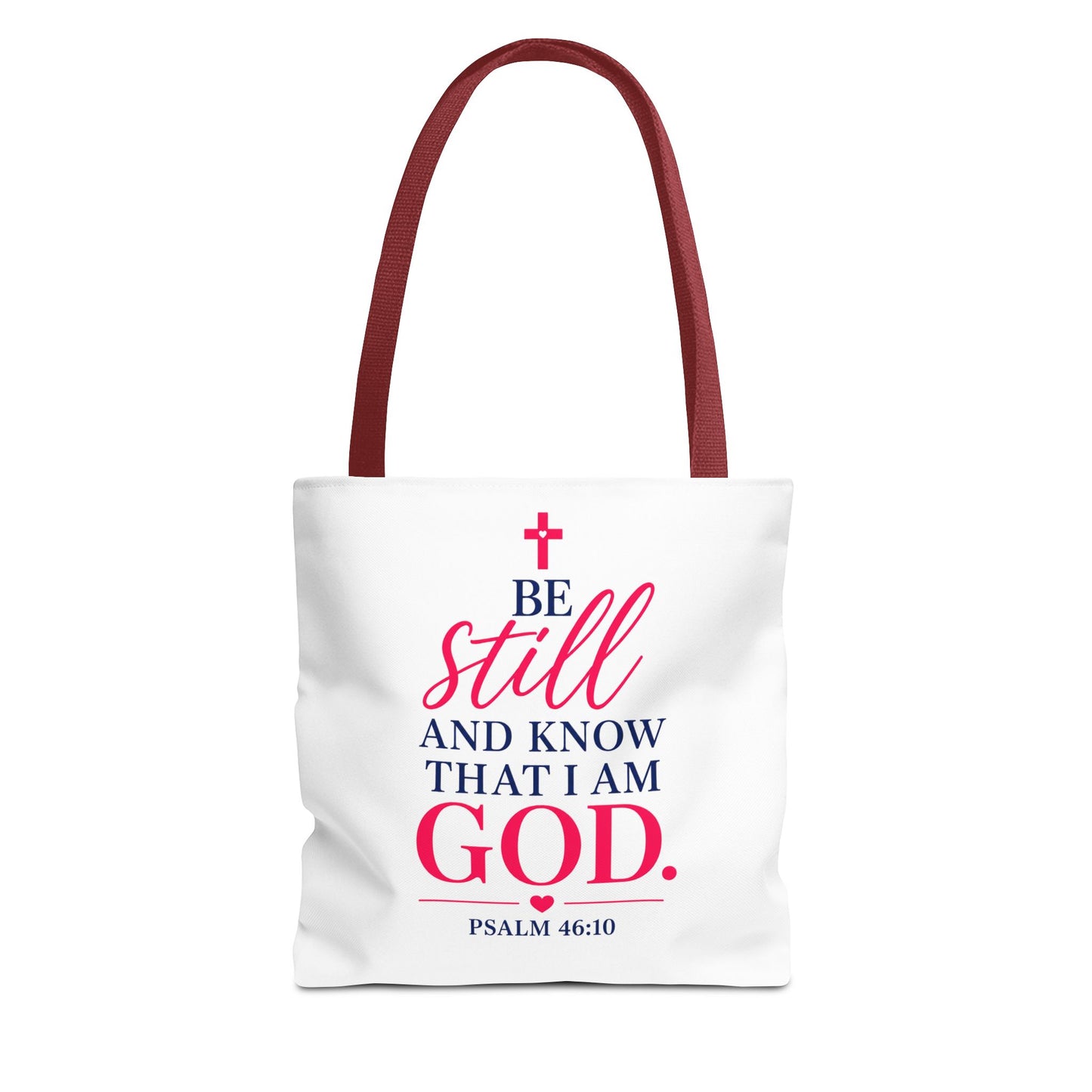 Biblical Tote Bag – “Be Still and Know That I Am God” Psalm 46:10 Inspirational Canvas Tote